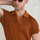 Caramel Heritage Boxy Rib Knit Polo