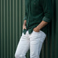 White Straight Fit Jeans