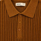 Caramel Heritage Boxy Rib Knit Polo