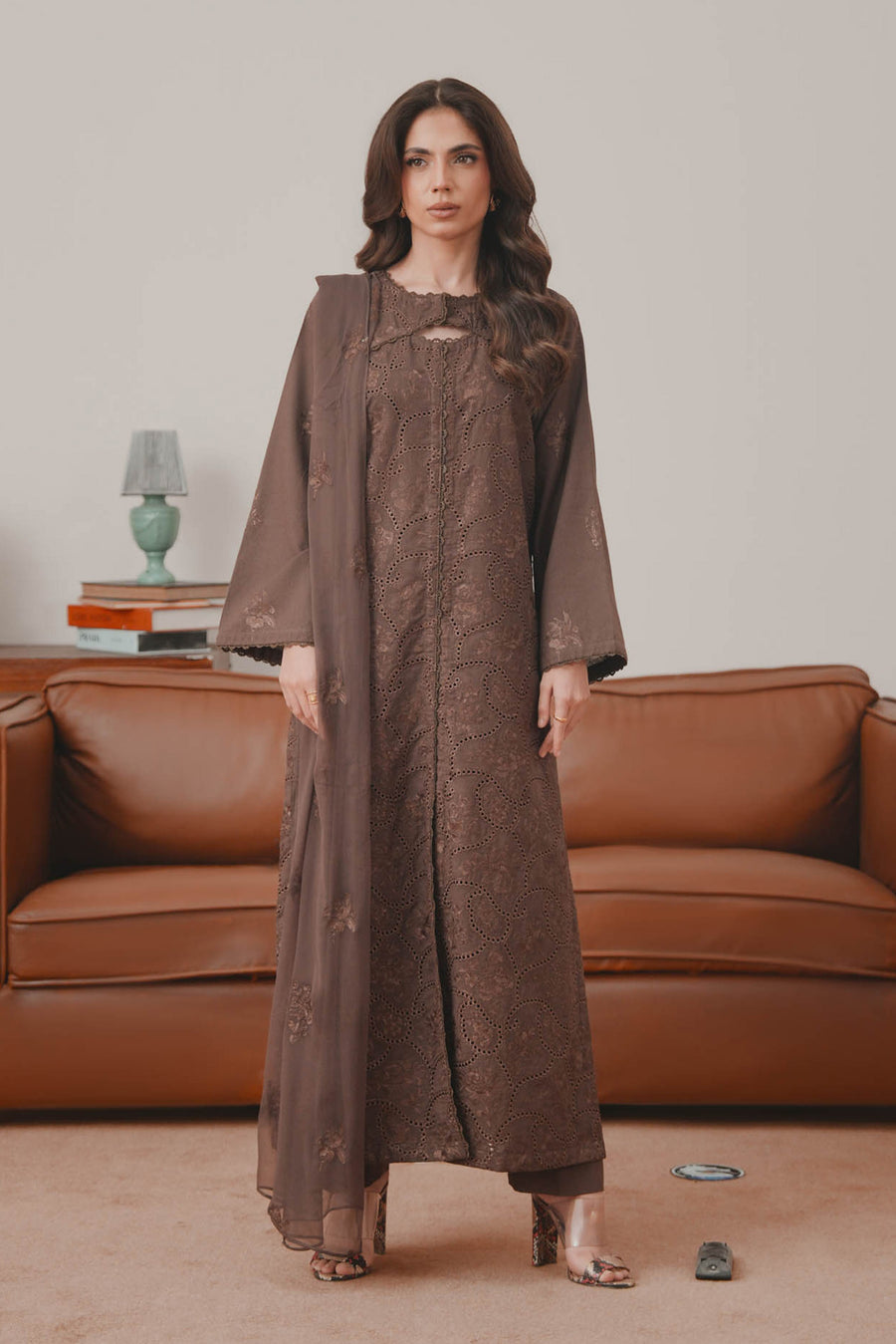 3 Piece - Embroidered Karandi Suit (Unstitched)