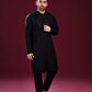 Black Luppi Falling Cotton Embroidered Kurta Trouser - Men