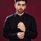 Black Luppi Falling Cotton Embroidered Kurta Trouser - Men