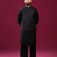 Black Kameez Shalwar with Suiting Waistcoat - Straight Cut - Men