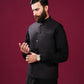 Black Kameez Shalwar with Suiting Waistcoat - Straight Cut - Men