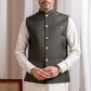 Deep Army Green Suiting Waistcoat - Straight Cut Buttoned - Men