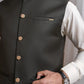 Deep Army Green Suiting Waistcoat - Straight Cut Buttoned - Men