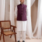 Burgundy Suiting Waistcoat - Straight Cut Buttoned - Men