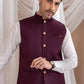 Burgundy Suiting Waistcoat - Straight Cut Buttoned - Men