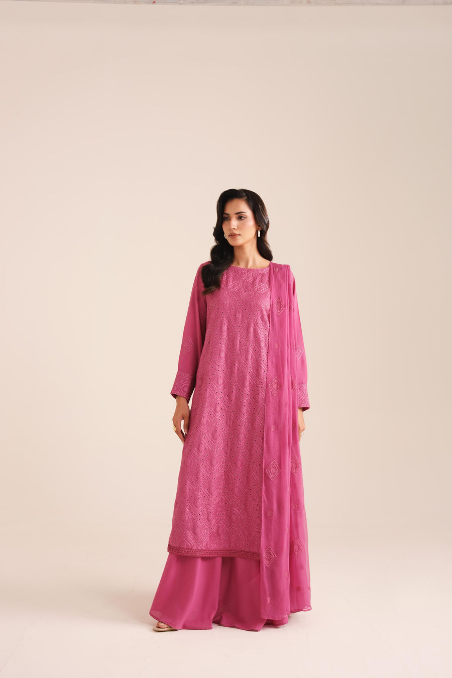 3 Piece - Embroidered Karandi Suit (Unstitched)