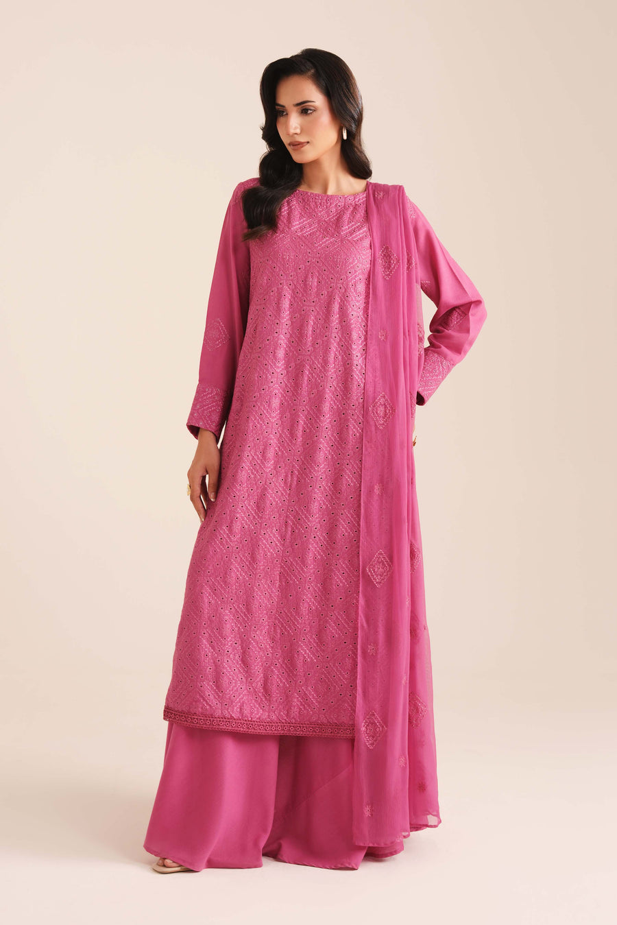 3 Piece - Embroidered Karandi Suit (Unstitched)