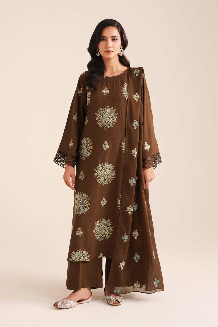 3 Piece - Embroidered Karandi Suit (Unstitched)