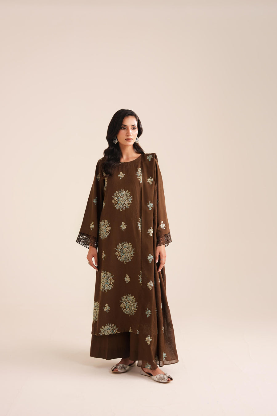 3 Piece - Embroidered Karandi Suit (Unstitched)