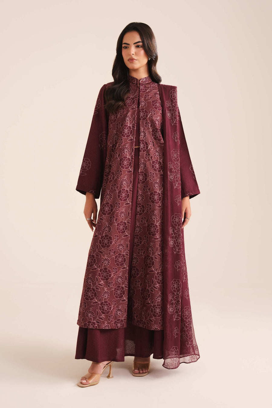3 Piece - Embroidered Karandi Suit (Unstitched)