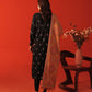 Embroidered Karandi 3 Piece Suit With Wool Shawl - Black (Unstitched)
