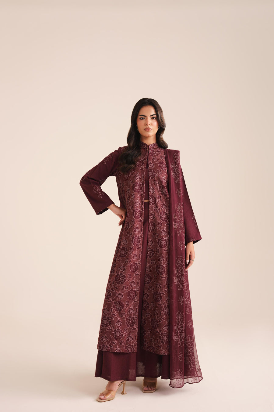 3 Piece - Embroidered Karandi Suit (Unstitched)