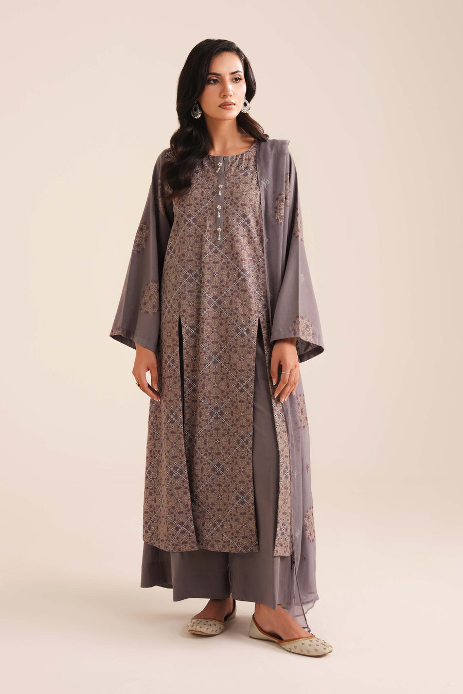 3 Piece - Embroidered Karandi Suit (Unstitched)
