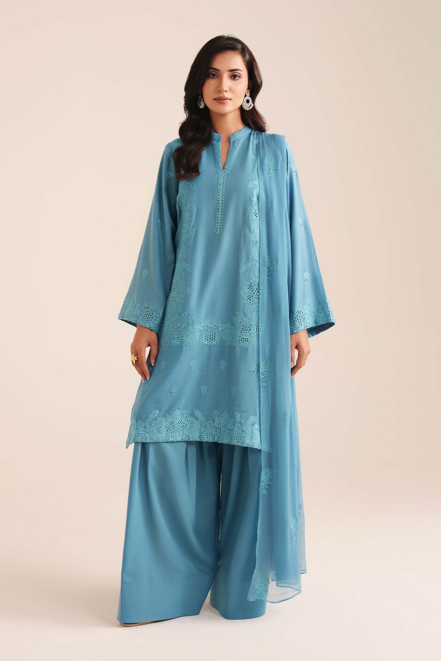 3 Piece - Embroidered Karandi Suit (Unstitched)