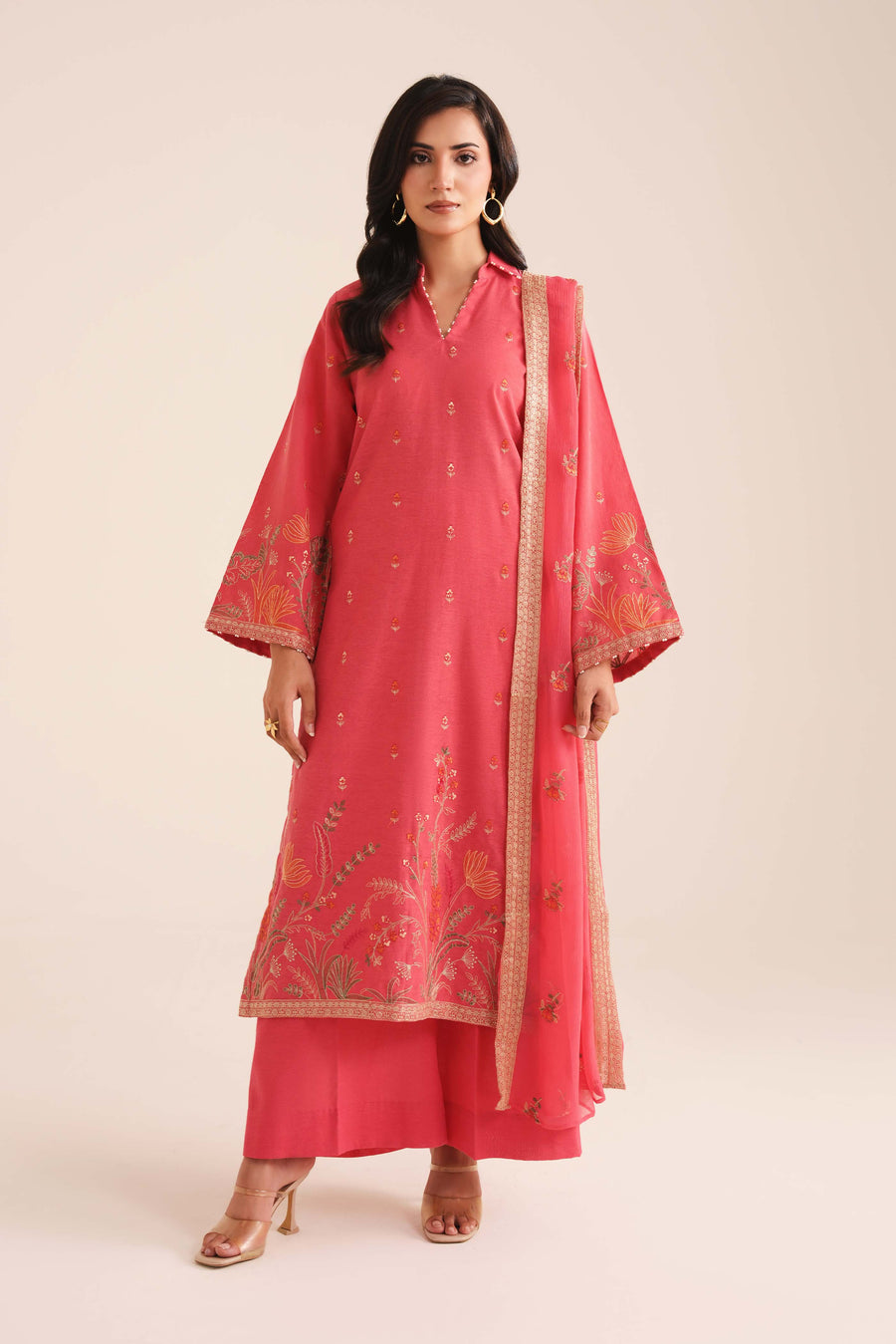 3 Piece - Embroidered Karandi Suit (Unstitched)