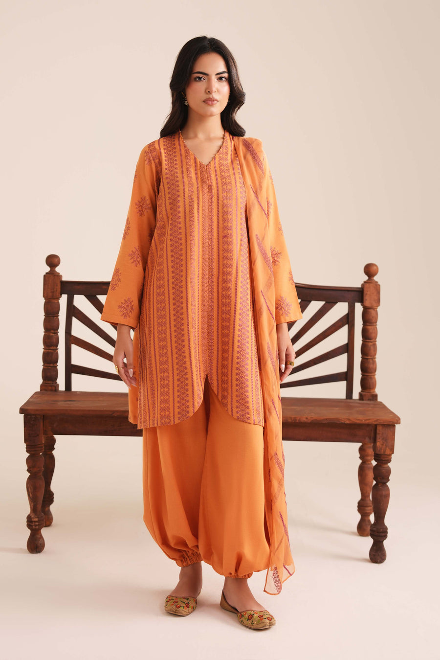 3 Piece - Embroidered Karandi Suit (Unstitched)