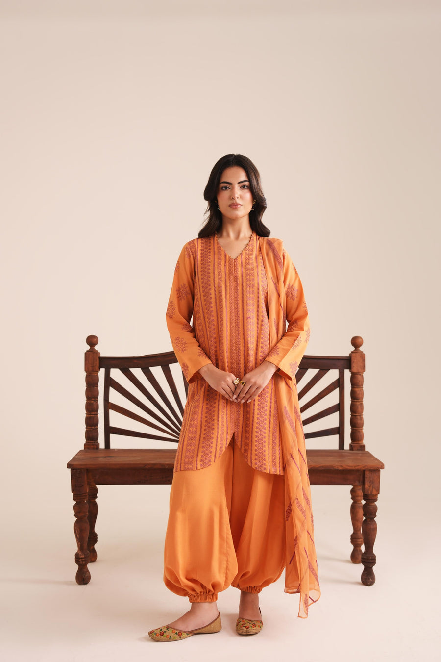 3 Piece - Embroidered Karandi Suit (Unstitched)