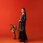 Embroidered Karandi 3 Piece Suit With Contrast Wool Shawl - Navy Blue (Unstitched)