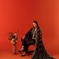 Embroidered Karandi 3 Piece Suit With Contrast Wool Shawl - Navy Blue (Unstitched)