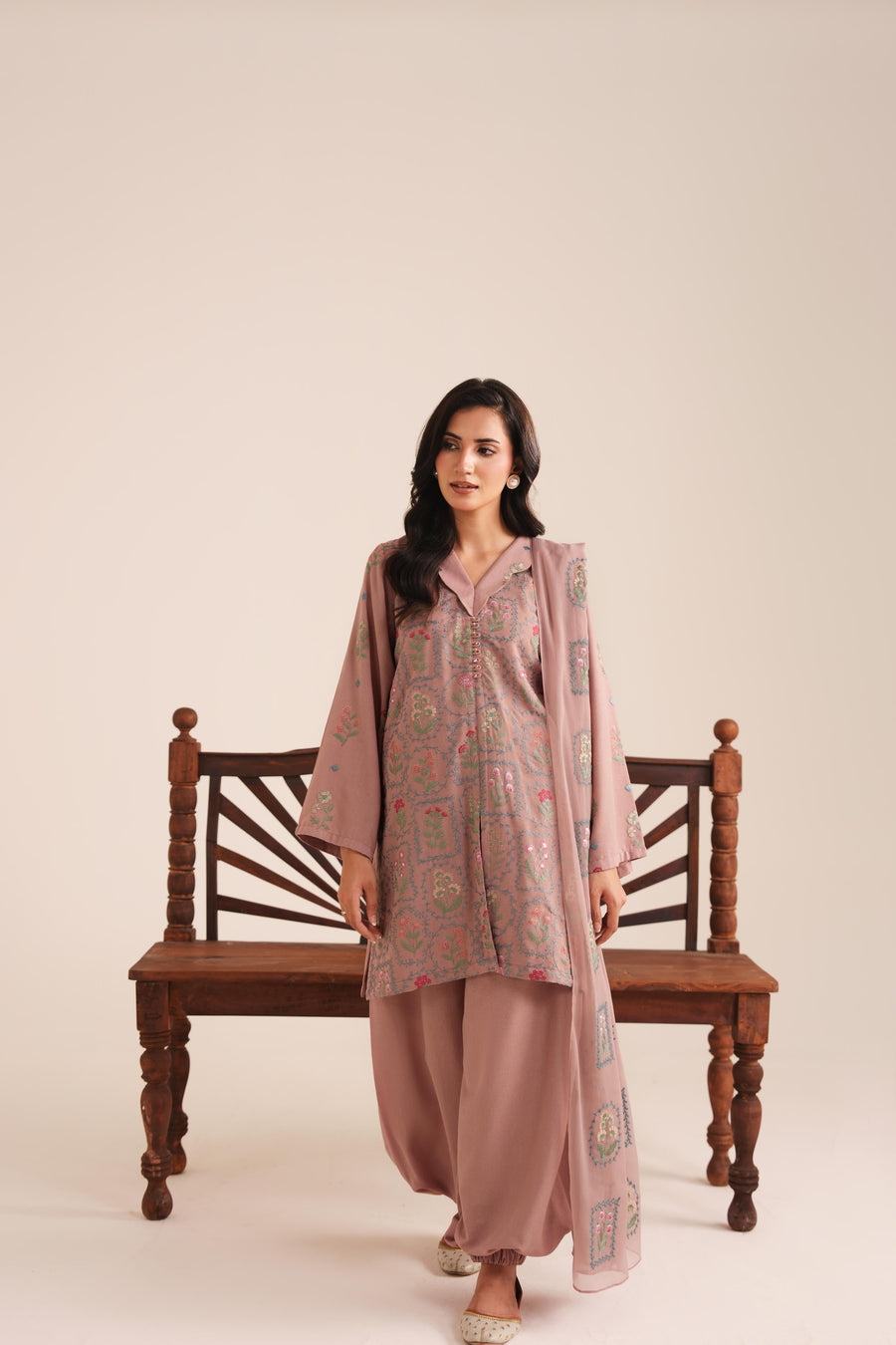 3 Piece - Embroidered Karandi Suit (Unstitched)