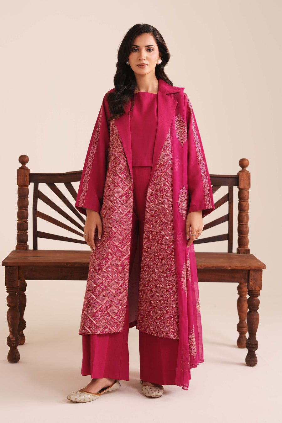 3 Piece - Embroidered Karandi Suit (Unstitched)
