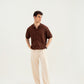 Dark Brown Crocheted Stripes Knitted Button Down - Men
