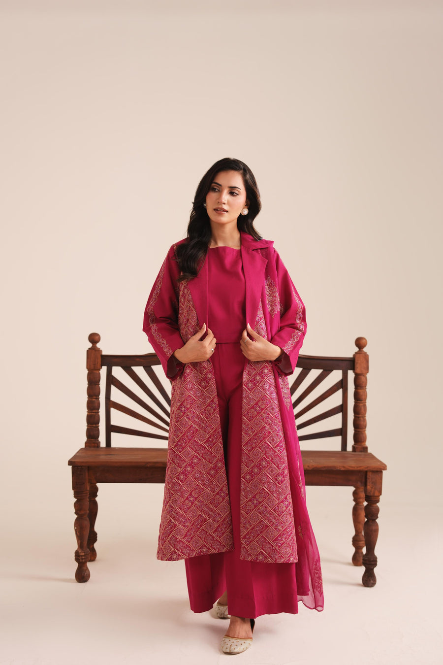 3 Piece - Embroidered Karandi Suit (Unstitched)