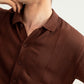 Dark Brown Crocheted Stripes Knitted Button Down - Men
