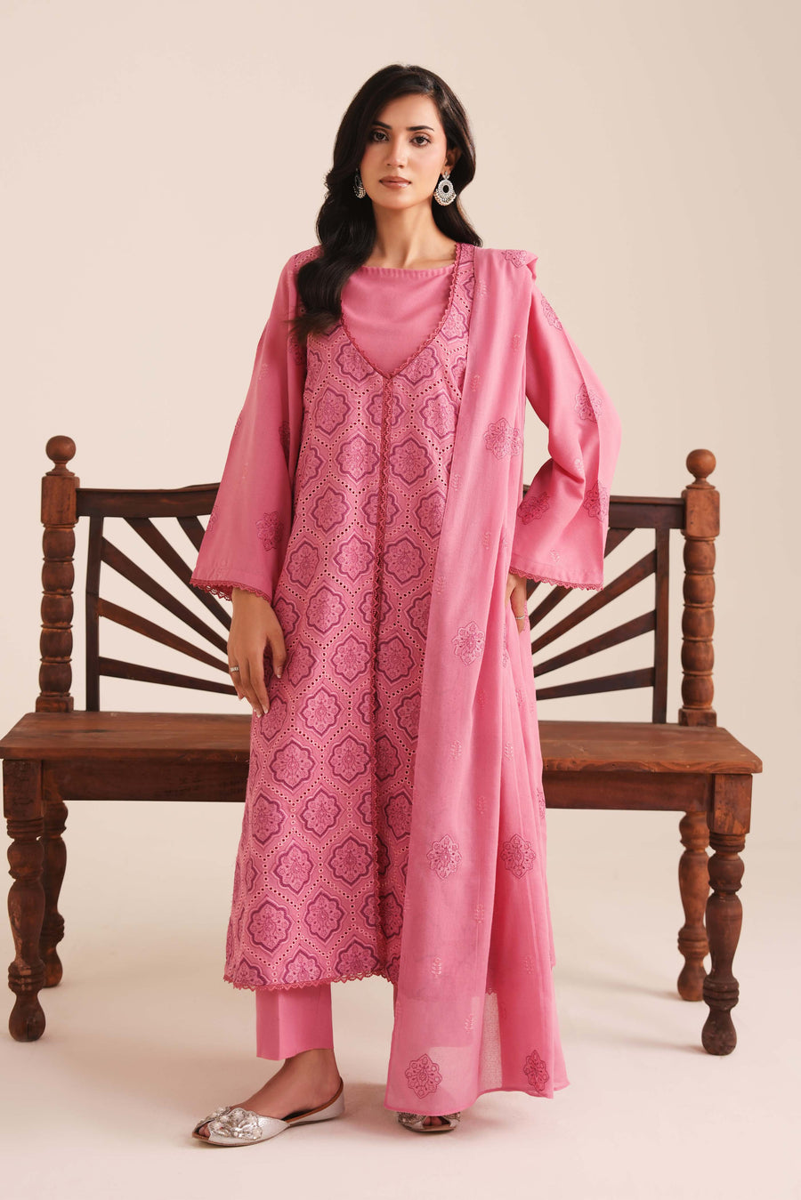 3 Piece - Embroidered Karandi Suit (Unstitched)