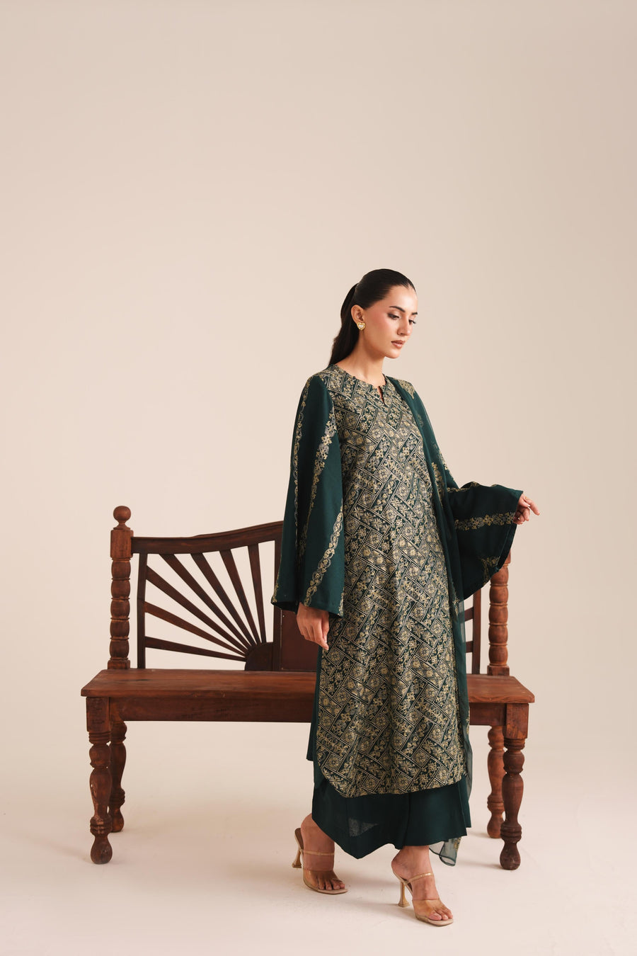 3 Piece - Embroidered Karandi Suit (Unstitched)
