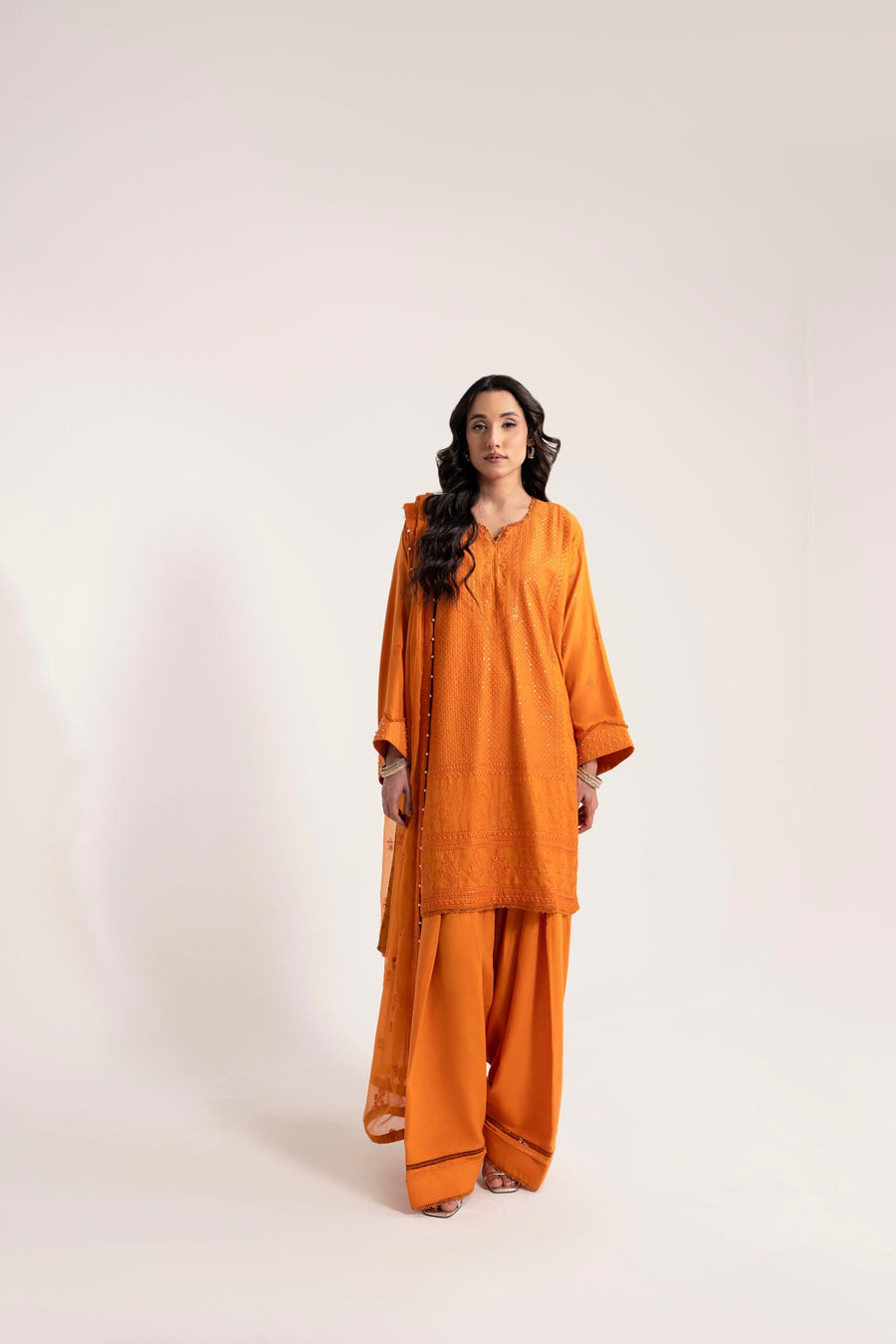 3 Piece - Embroidered Karandi Suit (Unstitched)