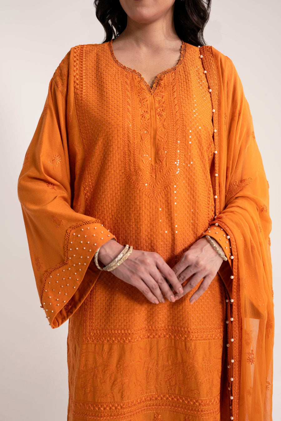 3 Piece - Embroidered Karandi Suit (Unstitched)