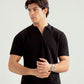 Black Zipper Links Knitted Polo - Men