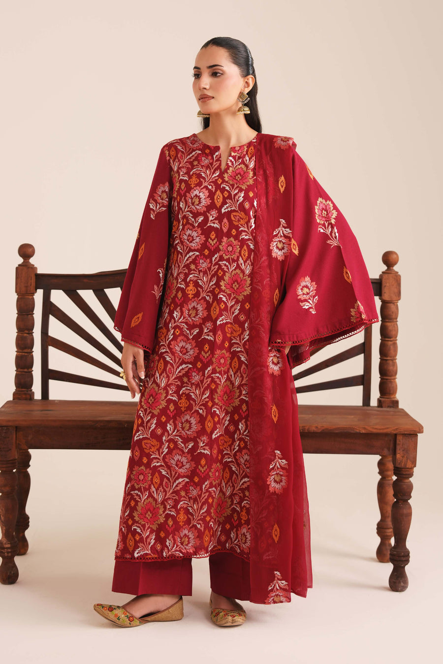 3 Piece - Embroidered Karandi Suit (Unstitched)