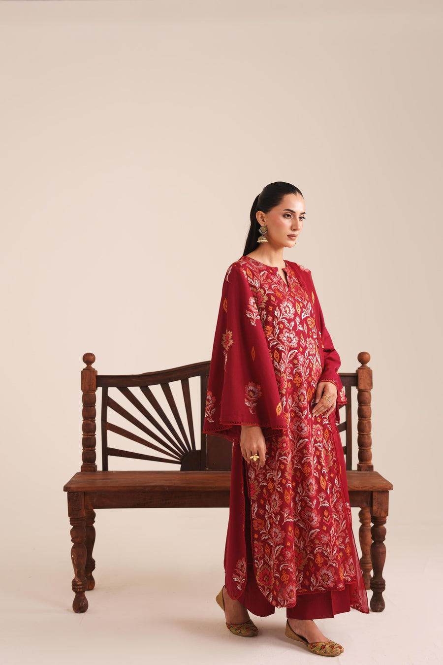 3 Piece - Embroidered Karandi Suit (Unstitched)