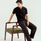 Black Zipper Links Knitted Polo - Men