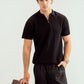Black Zipper Links Knitted Polo - Men