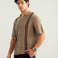 Pishtachu Crocheted Stripes Knitted Button Down - Men