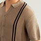 Pishtachu Crocheted Stripes Knitted Button Down - Men