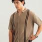 Pishtachu Crocheted Stripes Knitted Button Down - Men