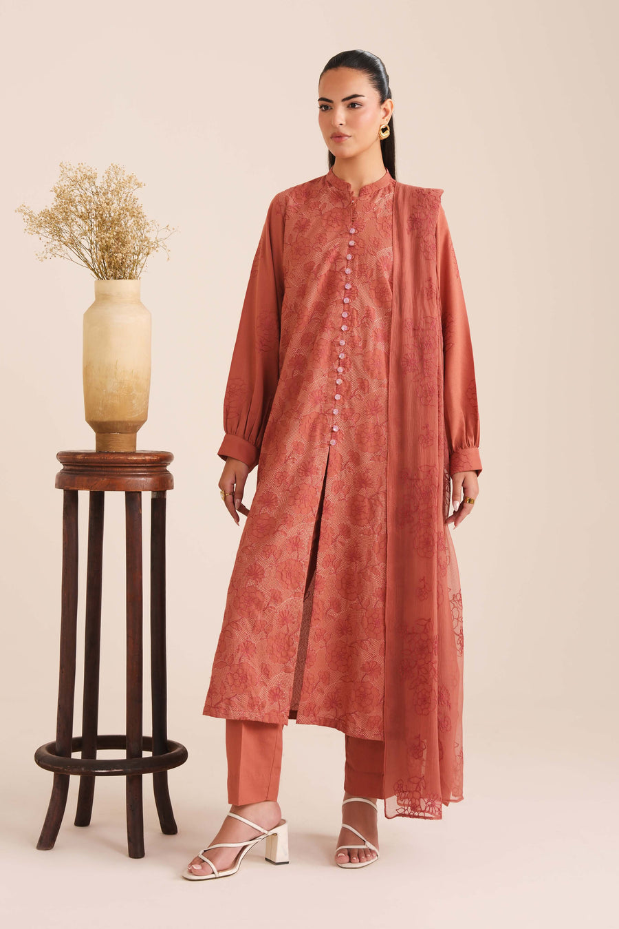 3 Piece - Embroidered Karandi Suit (Unstitched)