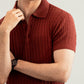 Dark Cherry Cable Knit Polo - Men