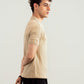 Beige Drop Needle Zipper Knitted Polo - Men