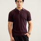 Dark Purple Wave Knitted Polo - Men