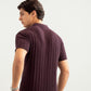 Dark Purple Wave Knitted Polo - Men
