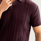 Dark Purple Wave Knitted Polo - Men