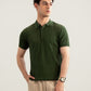 Dark Green Cable Knit Polo - Men